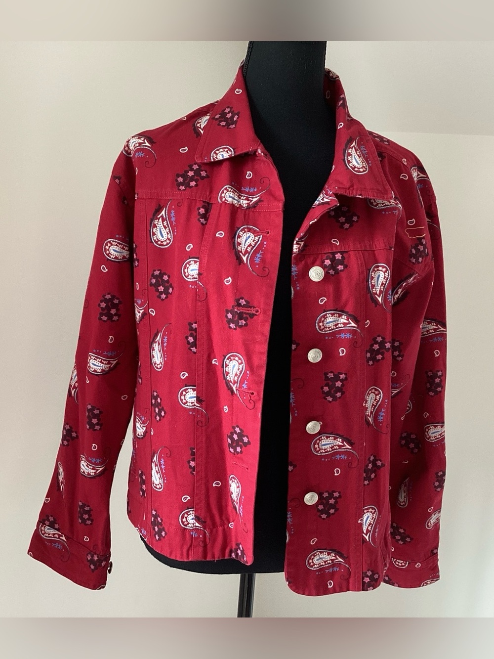 Cabela’s Paisley Print Utility Jacket‎ Red Western Ranchwear Size Medium
